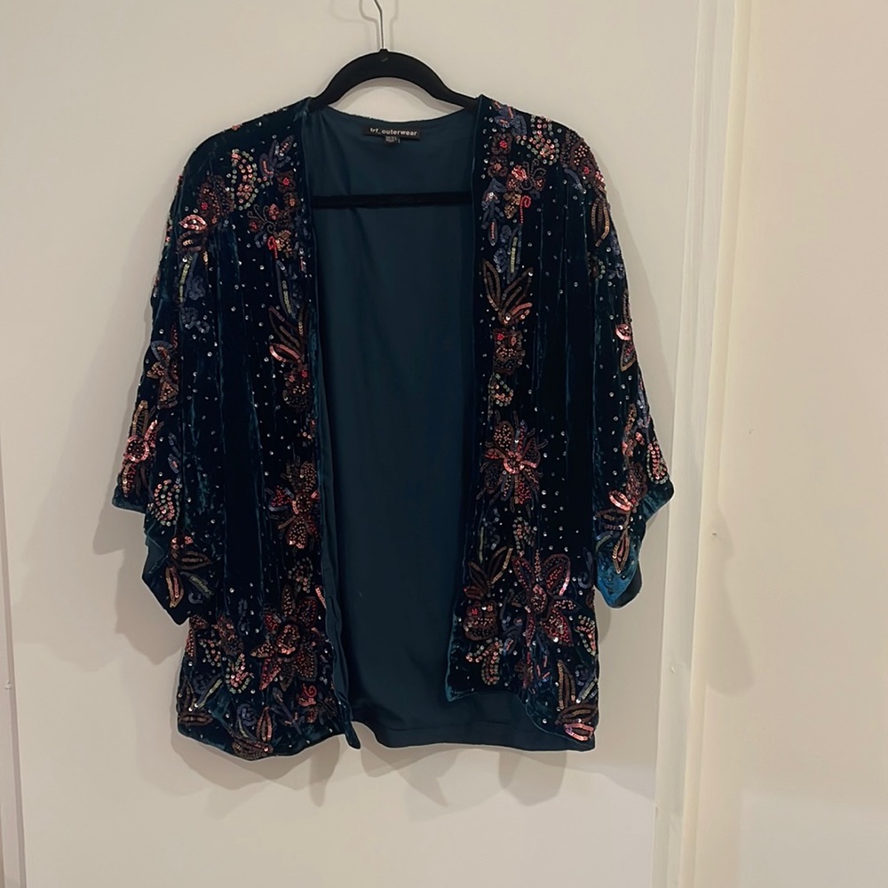 trf_outerwear SX velvet and sequin cardigan type jacket